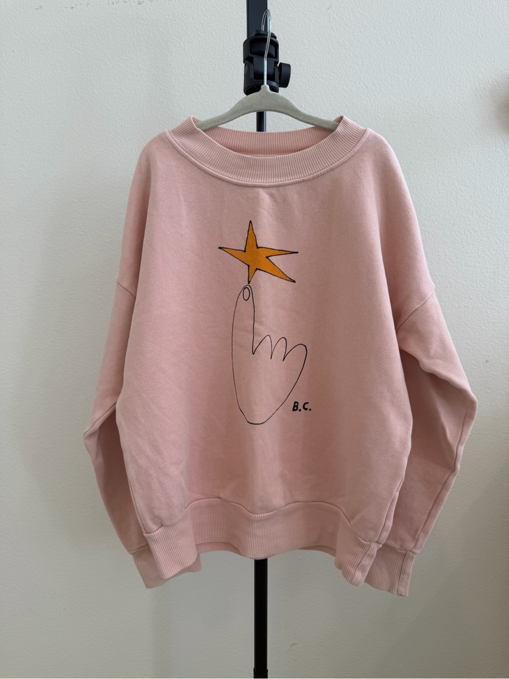 Bobo Choses Powder Pink Sweatshirt with Yellow Star Graphic
